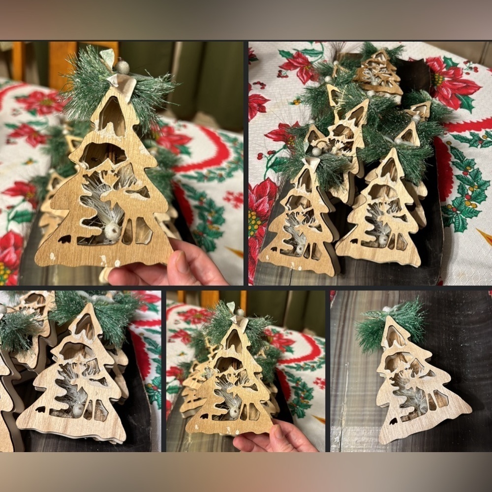 Rustic Woodland Moose Shadowbox Ornaments Rustic Moose Christmas Ornaments Set